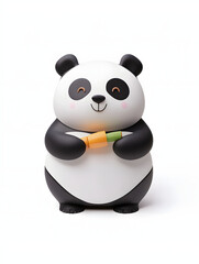 Naklejka premium 3D render of panda with bamboo , on white background.
