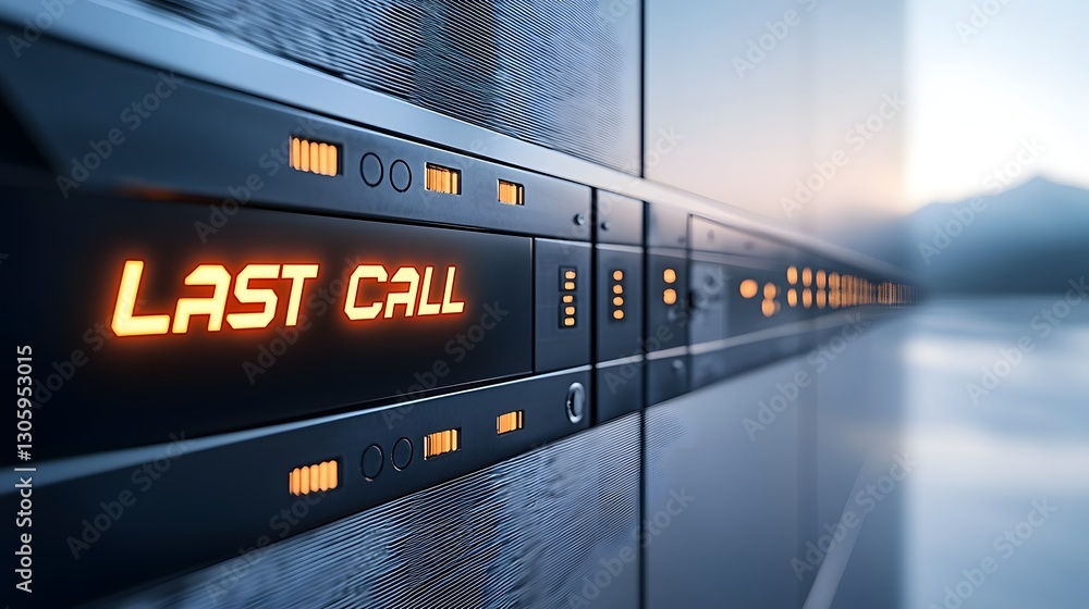 Aufkleber high detail image of a digital panel or interface displaying an urgent last call warning notificatio