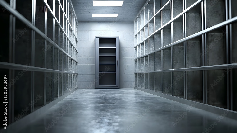 Aufkleber image of empty shelves inside a personal safe emphasizing the concept of financial emptiness and lac