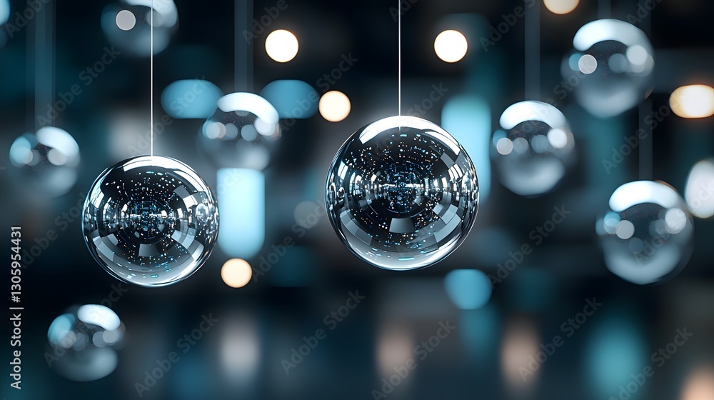 Poster photo showcasing an abstract close up of magnetic metal spheres forming a captivating geometric patt