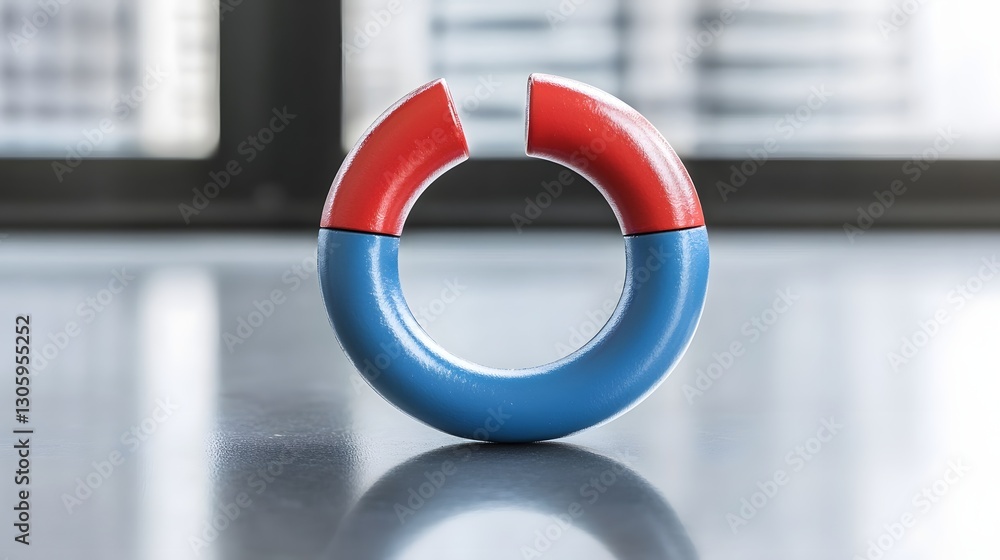 Poster stunning photograph showcasing the vibrant red and blue poles of a horseshoe magnet creating a capti