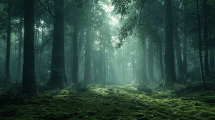 Obraz premium Mysterious forest scene enchanted woods nature photography serene environment low angle view tranquility concept for seo impact