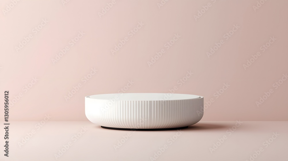 Poster 3d render of a minimalist white pie box with a sleek blank exterior design floating against a soft p
