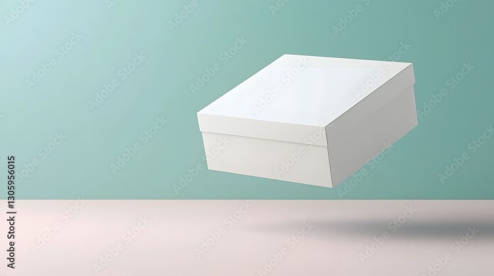 Poster 3d render of a minimalist white pie box with a sleek clean design and a blank exterior floating on a