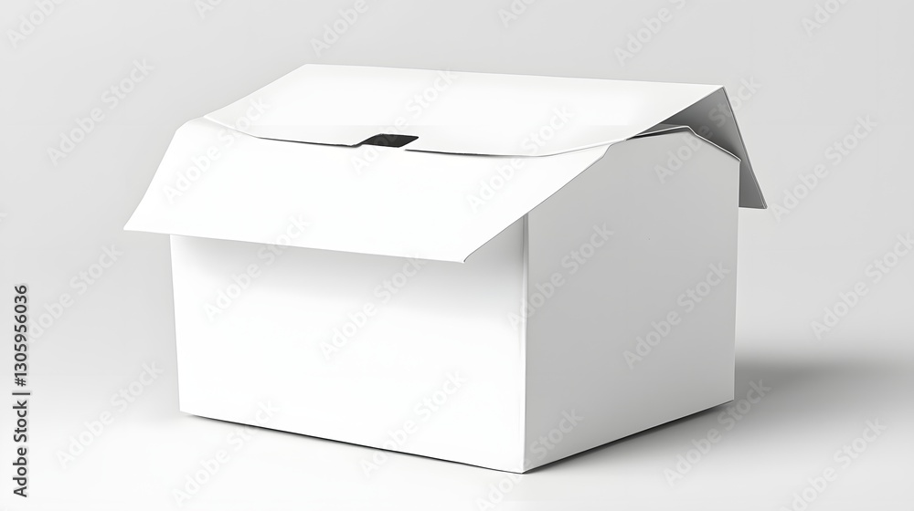 Aufkleber 3D render of a plain white paperboard noodle takeout box with a simple fold over top design  This minimalist packaging mockup can be used for food delivery packaging branding
