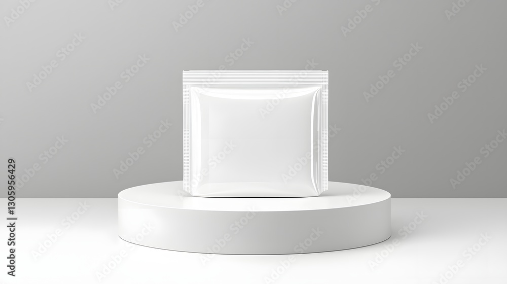 Aufkleber 3d rendering of a clear transparent vacuum sealed plastic pouch with no visible branding or markings