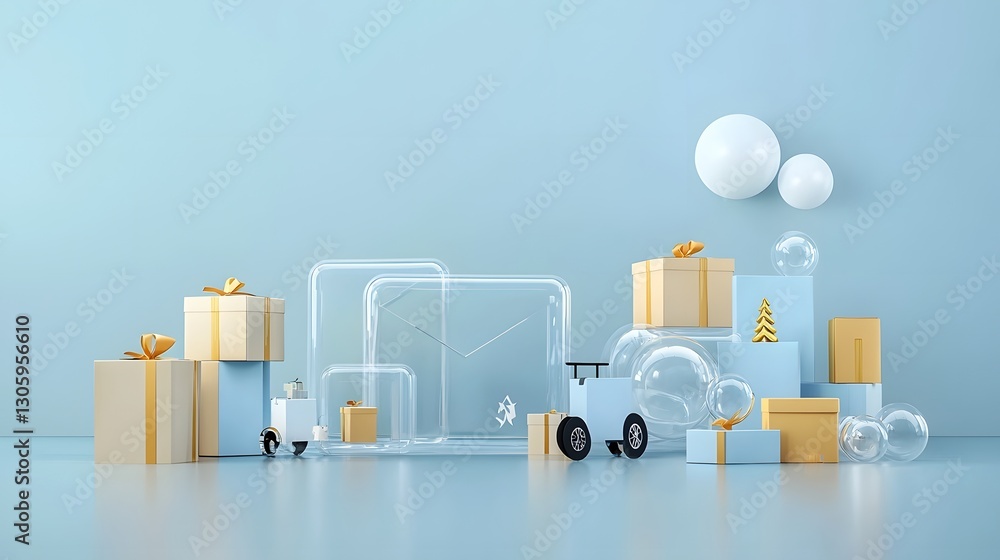 Aufkleber 3d rendering of a transparent bubble mailer with a glossy surface and clean minimalist design this p