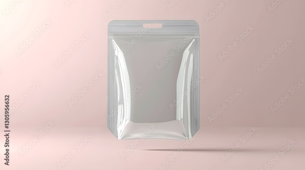 Aufkleber 3d rendering of a transparent refill pouch with a smooth curved spout floating against a neutral bei