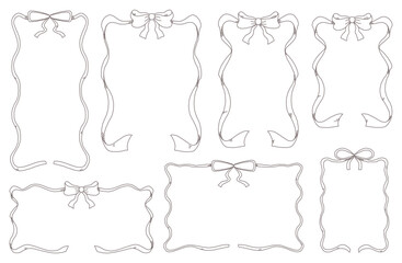 Retro ribbon frame vector illustration set Simple and cute