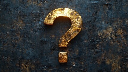 Golden Question Mark on Dark, Rough Surface