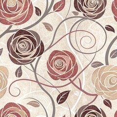 Seamless Floral Pattern Design Studio Digital Artwork Creative Space Close-Up Aesthetic