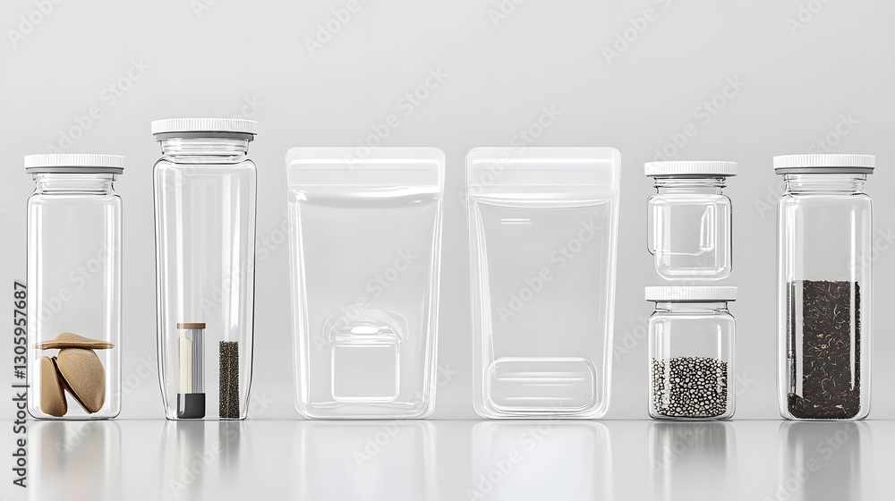 Poster a photo of a clear plastic pouch with a resealable ziplock closure showcasing the transparency and f