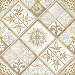 Seamless Floral Tile Pattern Design Interior Space Digital Art Aesthetic Top View