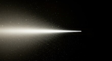 Abstract Beam of Light: A concentrated beam of light streaks powerfully through the darkness, creating a dynamic interplay of light and shadow, suggesting movement and energy.