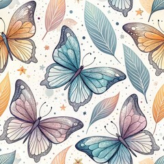 Seamless Butterfly Pattern Design Nature Digital Art Colorful Aesthetic