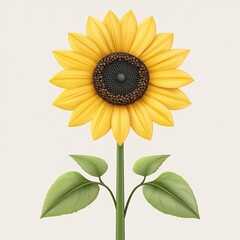 Fototapeta premium Vibrant Yellow Sunflower Close Up on Light Beige Background