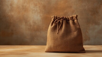 Brown Burlap Sack Single Object Composition, Rustic Background, Simple Concept, Jute Bag, Sackcloth Jute, Rustic