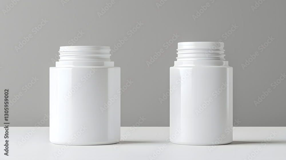 Aufkleber a photo of a white plastic cream jar with a clean smooth surface and no design the jar has a simple 