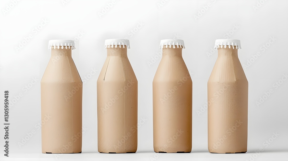 Poster a photo showcasing a recycled paper carton bottle with a minimalist and eco friendly design emphasiz