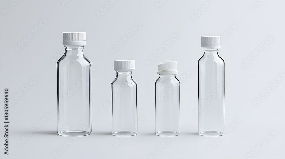 Leinwandbilder a photograph of a clear transparent plastic squeeze bottle with a simple flip top cap shown on a pla