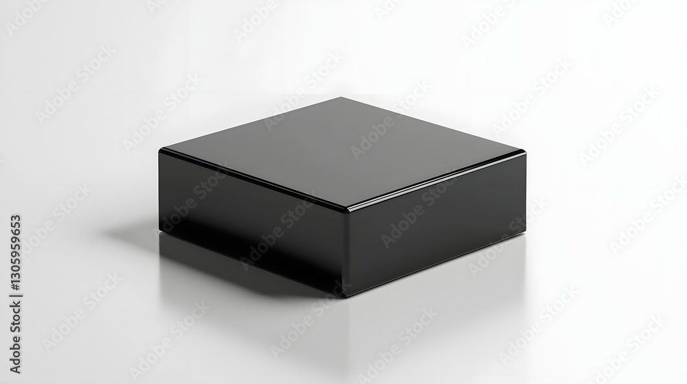 Leinwandbilder A photograph of a sleek and modern glossy black cube with a smooth highly reflective surface captured in a minimalist studio setting  The cube appears elegant and sophisticated showcasing a premium