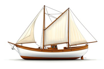 Obraz premium Classic Wooden Sailing Vessel, Isolated