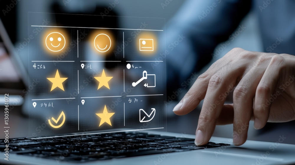 Poster user interaction with innovative digital interface and icons