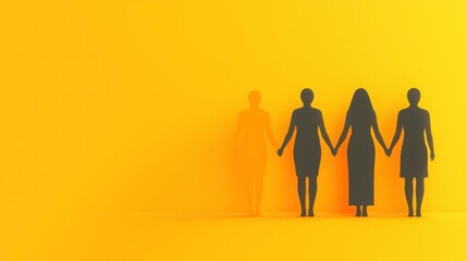 Unity  Diversity  Inclusion  Women Holding Hands  Yellow Background