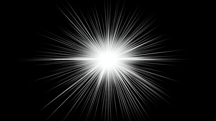 Bright lens flare effect creating dynamic light over a solid black background for creative overlays and filters