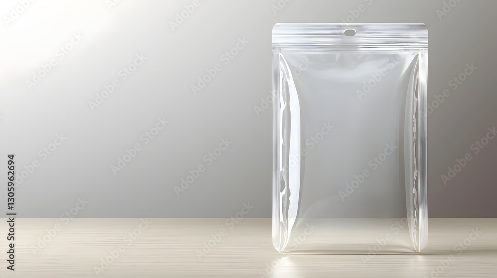 Poster clear vacuum sealed plastic pouch with no markings or branding emphasizing simplicity and showcasing