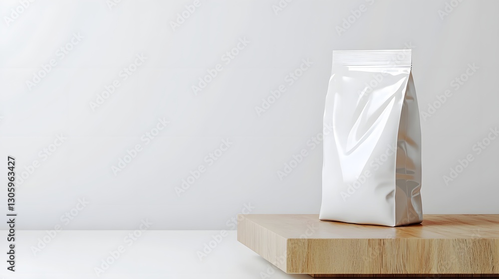 Poster Closeup view of a pristine frosted refill bag with a sleek modern shape and no visible markings or branding  The bag has a clean