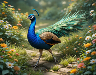 Fototapeta premium Majestic Beauty: The Splendor and Elegance of Peacocks
