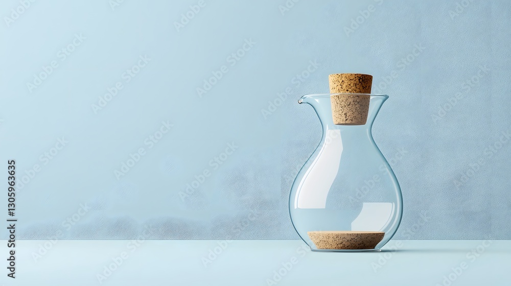 Poster curved glass jar with a cork stopper emphasizing a smooth organic silhouette and minimalist design t