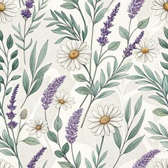 Seamless Floral Pattern Design Nature Inspired Digital Art Contemporary Aesthetic Vibrant