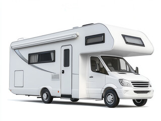 Modern RV on the Road: A pristine, modern recreational vehicle, offering a promise of freedom and adventure, stands ready for travel on the open road.