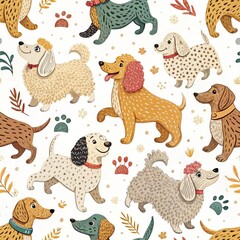 Whimsical Seamless Dog Patterns Playful Pet Designs for Eye-Catching Art