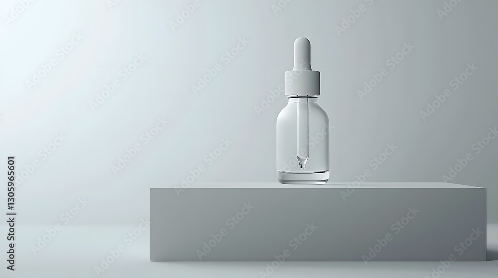 Poster frosted glass dropper bottle with a matte white cap showcasing a minimal and sleek design this produ