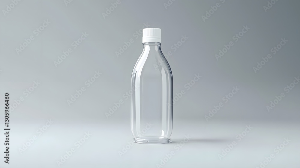 Poster image of a clear plastic condiment squeeze bottle with a plain white cap the bottle has a simple min