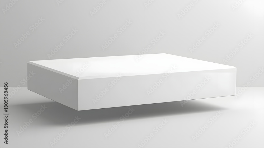 Poster Matte white rectangular box with sharp edges floating elegantly on a light gray background  The simple minimalist design creates a clean and modern composition perfect for product mockups