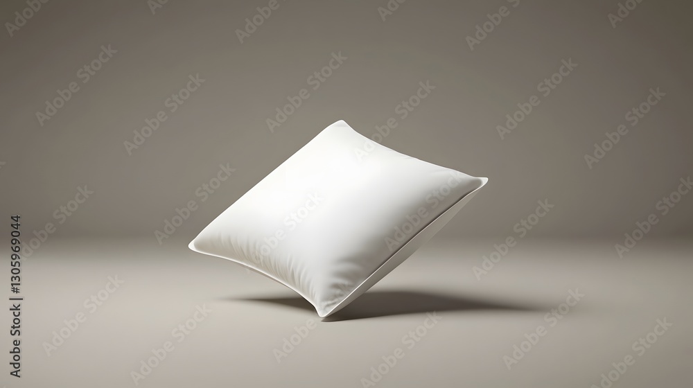 Poster minimalist matte white pillow pouch with sealed edges floating on a neutral studio background for ho