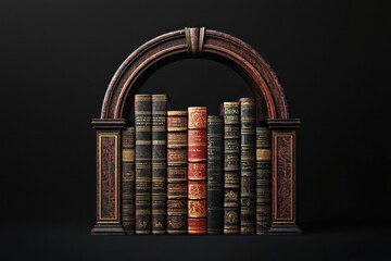 Arch-shaped bookend holding classic books with an elegant design for a modern look.