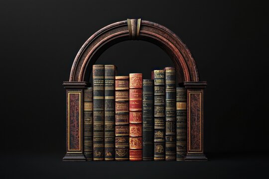 Arch-shaped bookend holding classic books with an elegant design for a modern look.
