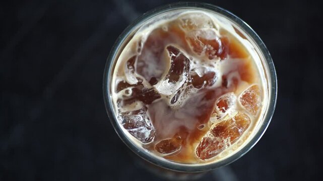 Refreshing cold brew coffee with ice in a glass