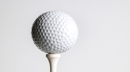 Golf ball on tee, studio shot, white background, sport