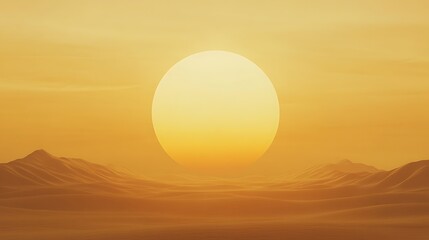 A minimalist artwork depicting a rising sun over a vast horizon, showcasing serene beauty and tranquility.