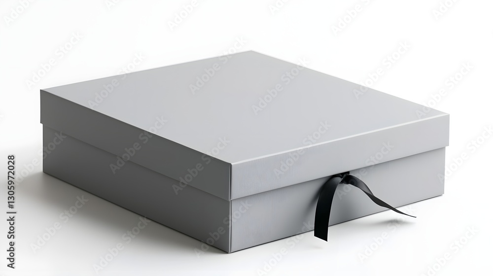 Poster photo of a textured matte grey rigid box with a magnetic closure the simple and elegant design makes