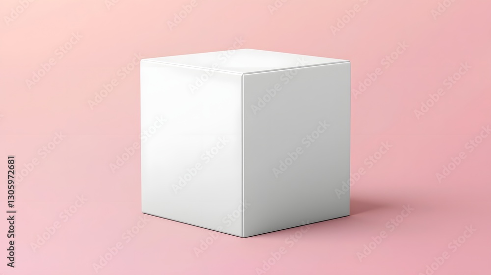 Poster Photograph of a Glossy White Cube Box with Rounded Corners Isolated on a Gradient Colored Studio Background  Minimalist and Modern 3D Product Display or Podium Mockup Template