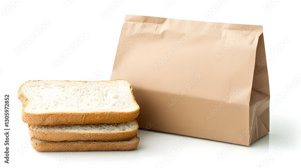 Poster photograph of a plain brown kraft paper sandwich bag with a matte finish and clean simple lines idea