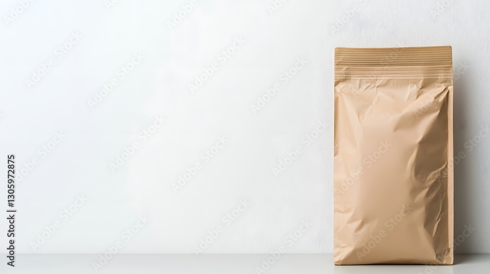 Aufkleber photograph of a plain unbranded kraft paper zip lock bag in a natural brown tone with a simple minim