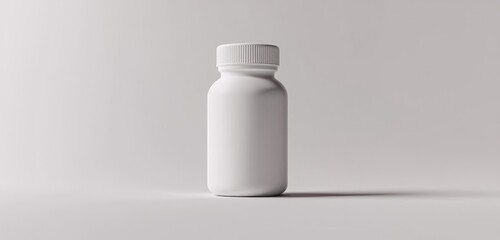 White plastic medicine bottle mockup, showcasing a clean and modern design for healthcare packaging.